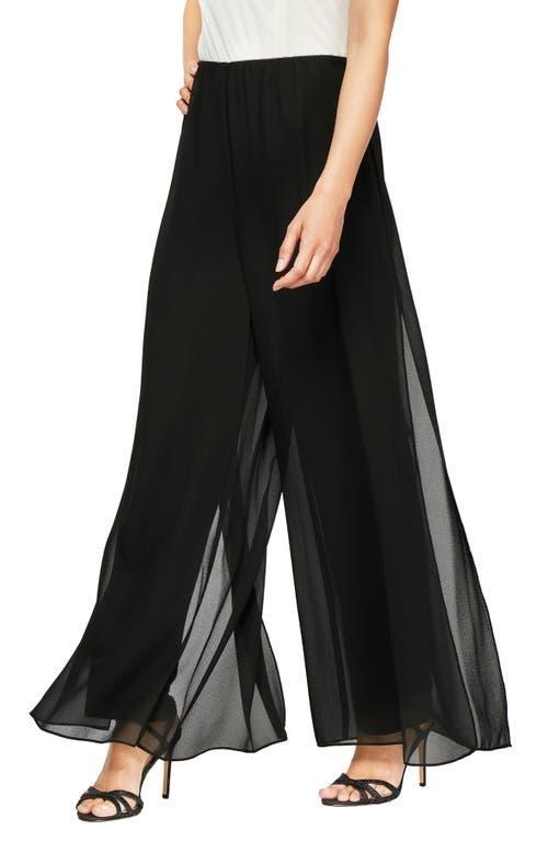 Alex Evenings Georgette Chiffon Wide Leg Mid Rise Flowy Pants Product Image