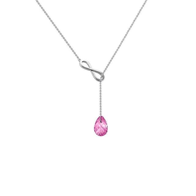 Sterling Silver Adjustable Lab-Created Pink Sapphire Infinity Necklace, Womens Product Image