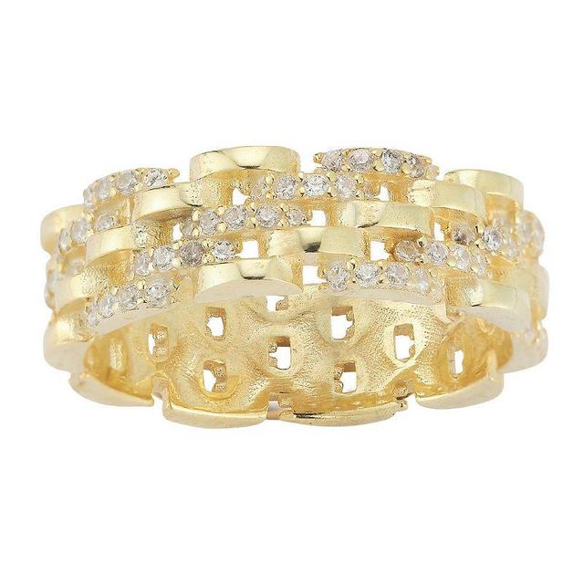 Sunkissed Sterling Cubic Zirconia Chain Link Ring, Womens Gold Product Image