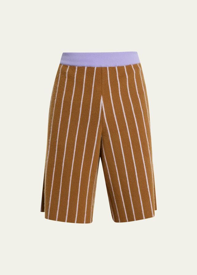 Mens Brushed Cashmere Pinstripe Shorts Product Image