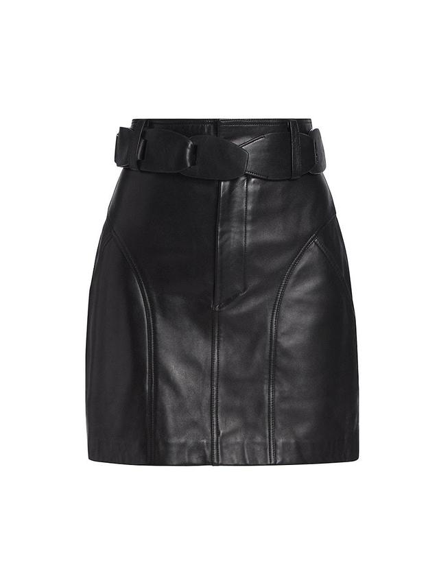 Womens Cedric Belted Leather Mini Skirt Product Image