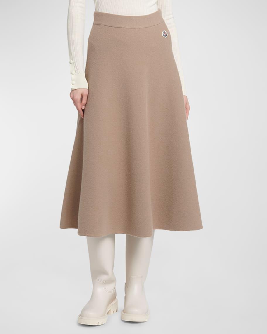 Carded Wool Knit Midi Skirt  Product Image