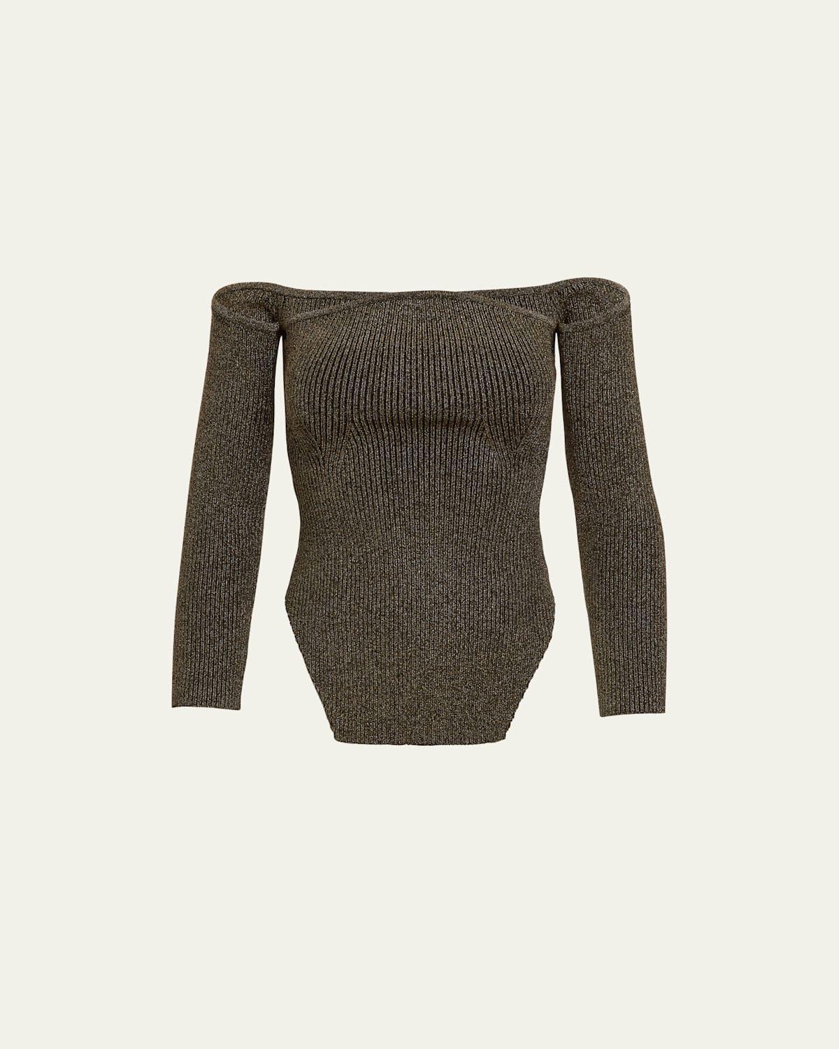 Womens Maria Glittery Off-The-Shoulder Sweater Product Image