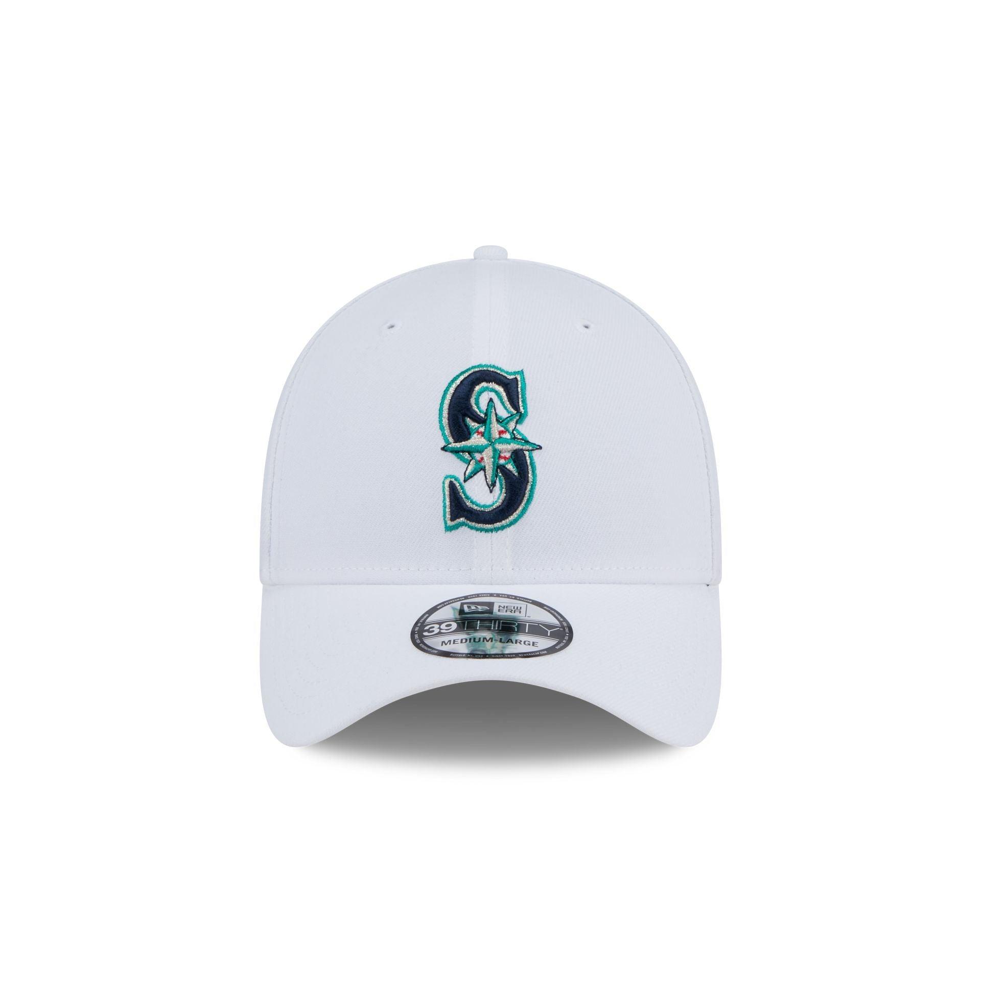 Seattle Mariners Optic White 39THIRTY Stretch Fit Hat Male Product Image