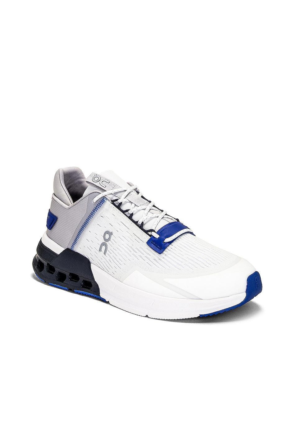 On Cloudnova Flux Sneaker in Undyed-white & Cobalt - White. Size 7 (also in 8, 8.5, 9, 9.5, 10, 10.5, 11, 7.5, 11.5, 12, 12.5, 13). Product Image