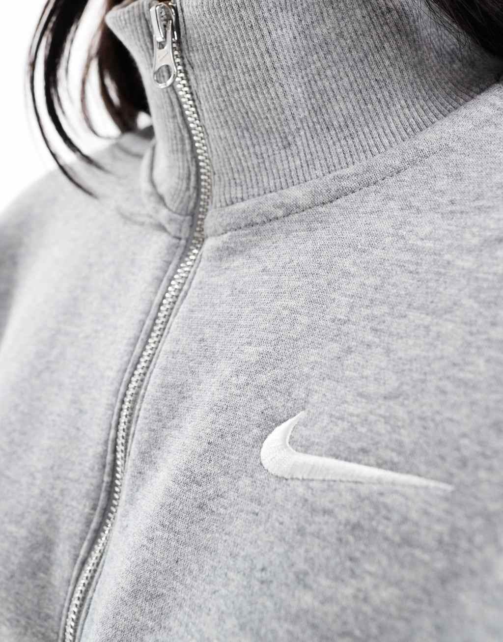 Nike Phoenix Fleece half zip sweatshirt in gray Product Image