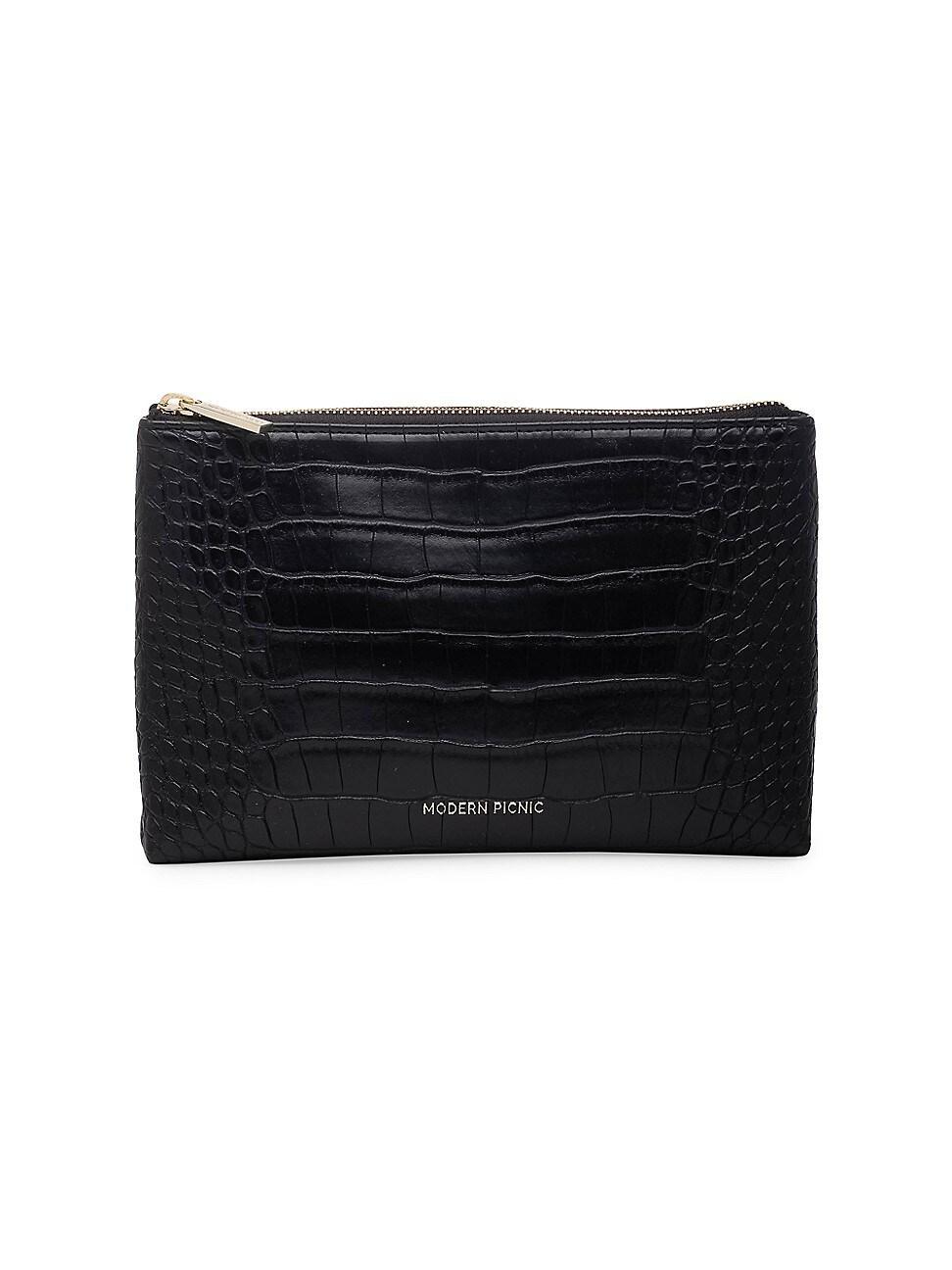 Womens The Snacker Crocodile-Embossed Vegan Leather Pouch Product Image