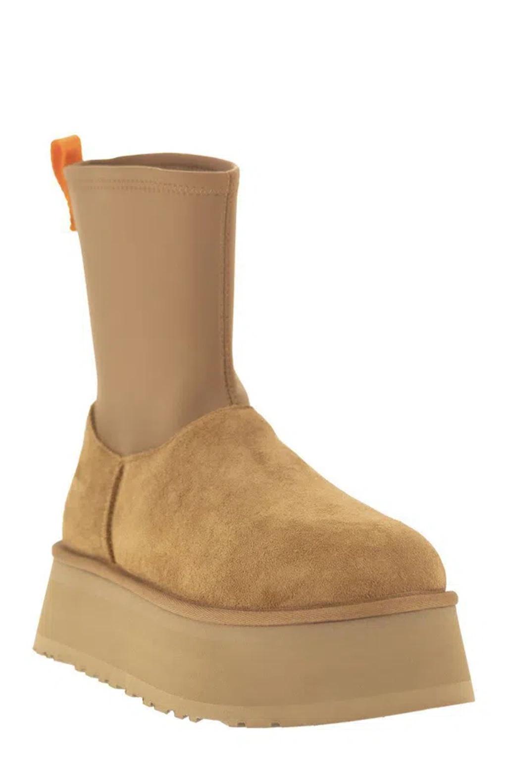 Dipper Classic Suede Zip Boots In Beige Product Image