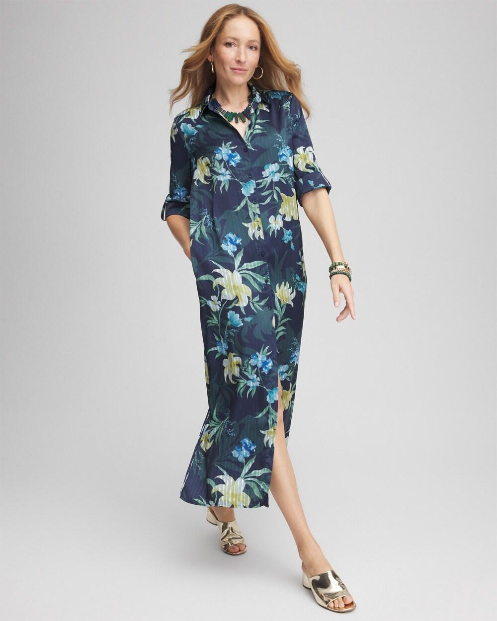 Satin Belted Maxi Shirtdress Product Image