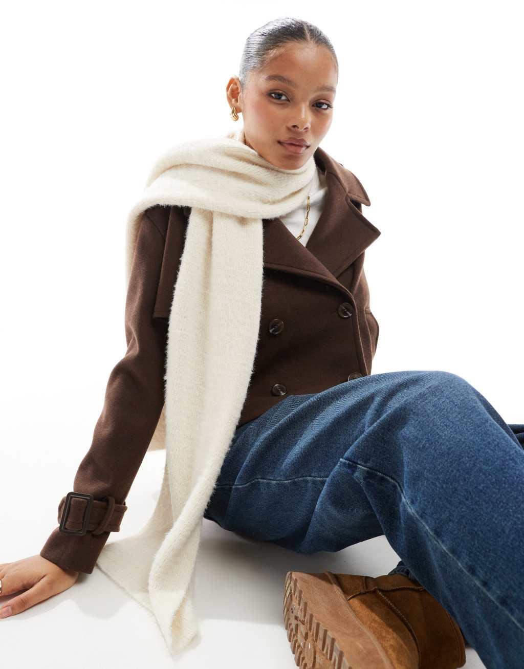 Cotton On fluffy scarf in ecru Product Image