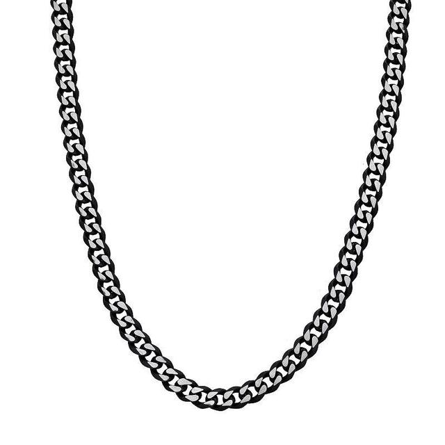 Mens LYNX Stainless Steel Curb Chain Necklace Black Tone Product Image