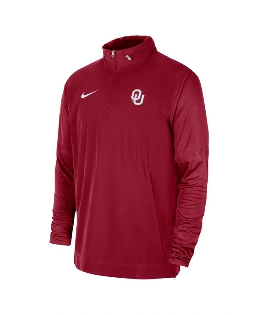 NIKE Men's  Crimson Oklahoma Sooners 2023 Coach Half-zip Hooded Jacket Product Image