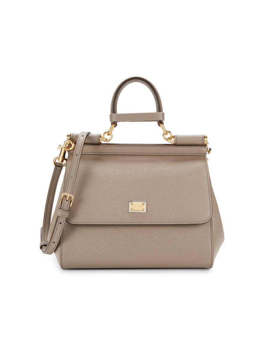 Women's Dauphine Leather Crossbody Bag In Taupe Product Image