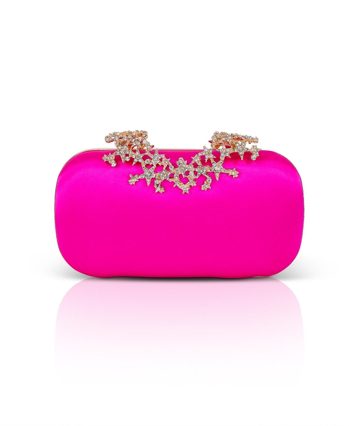 Jewel Badgley Mischka Womans Lyra Satin Minaudiere with Decorative Starburst Pattern Clasp Handbag Product Image