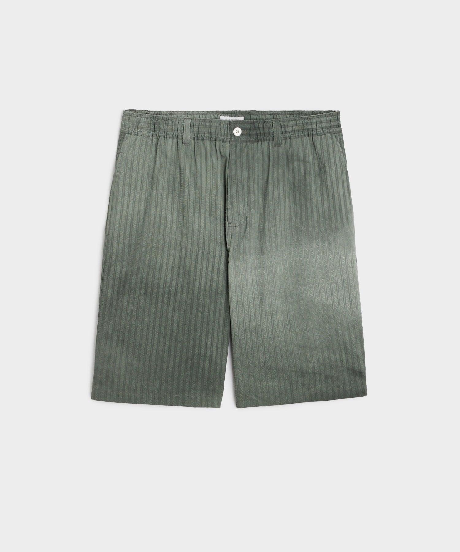 11" Italian Overdyed Relaxed Short in Green Stripe Product Image