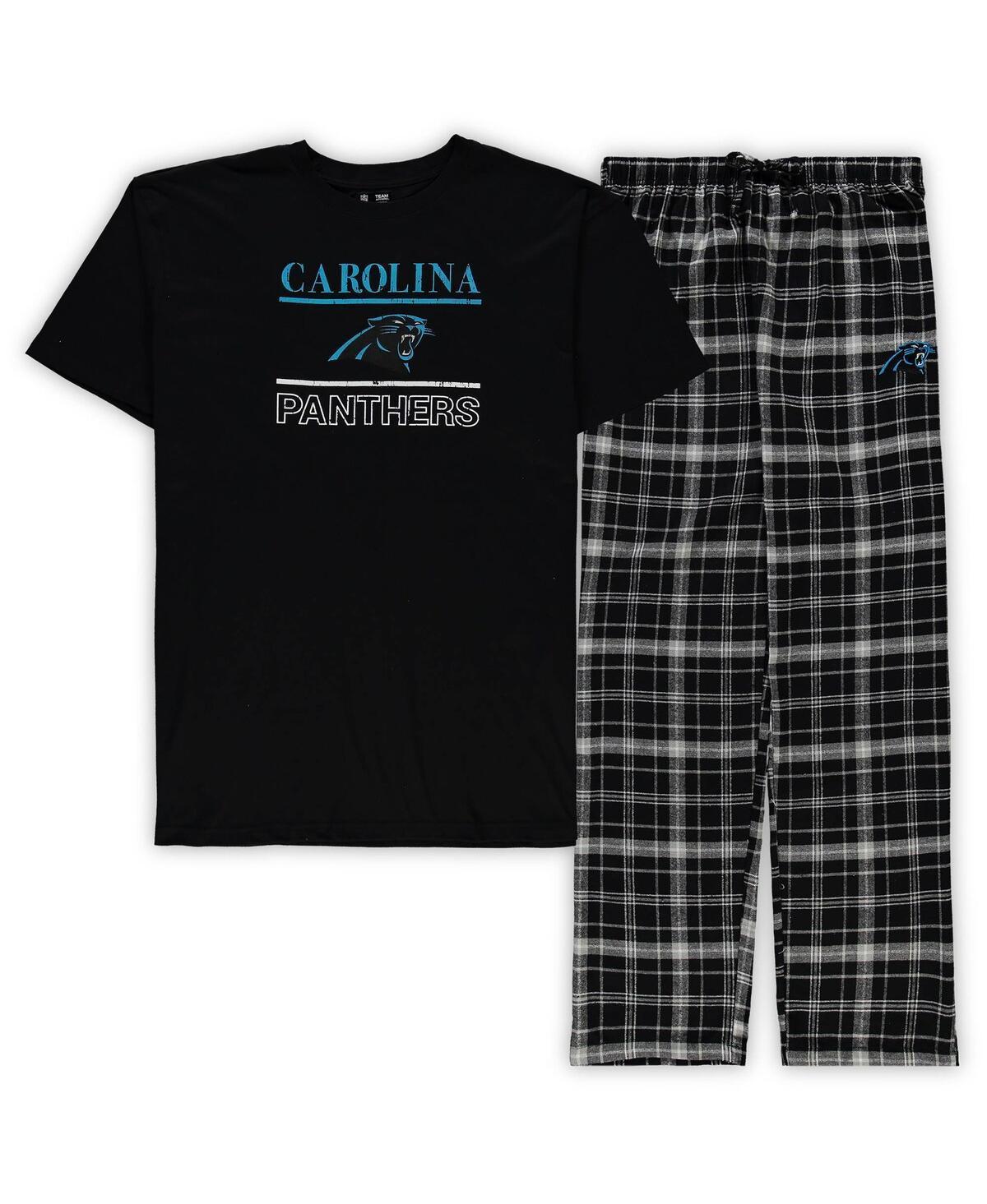 Mens Black Carolina Panthers Big and Tall Lodge T-shirt and Pants Sleep Set Product Image