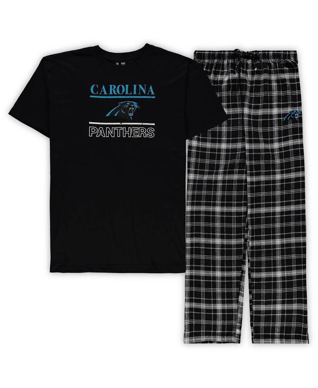 Mens Black Carolina Panthers Big and Tall Lodge T-shirt and Pants Sleep Set Product Image