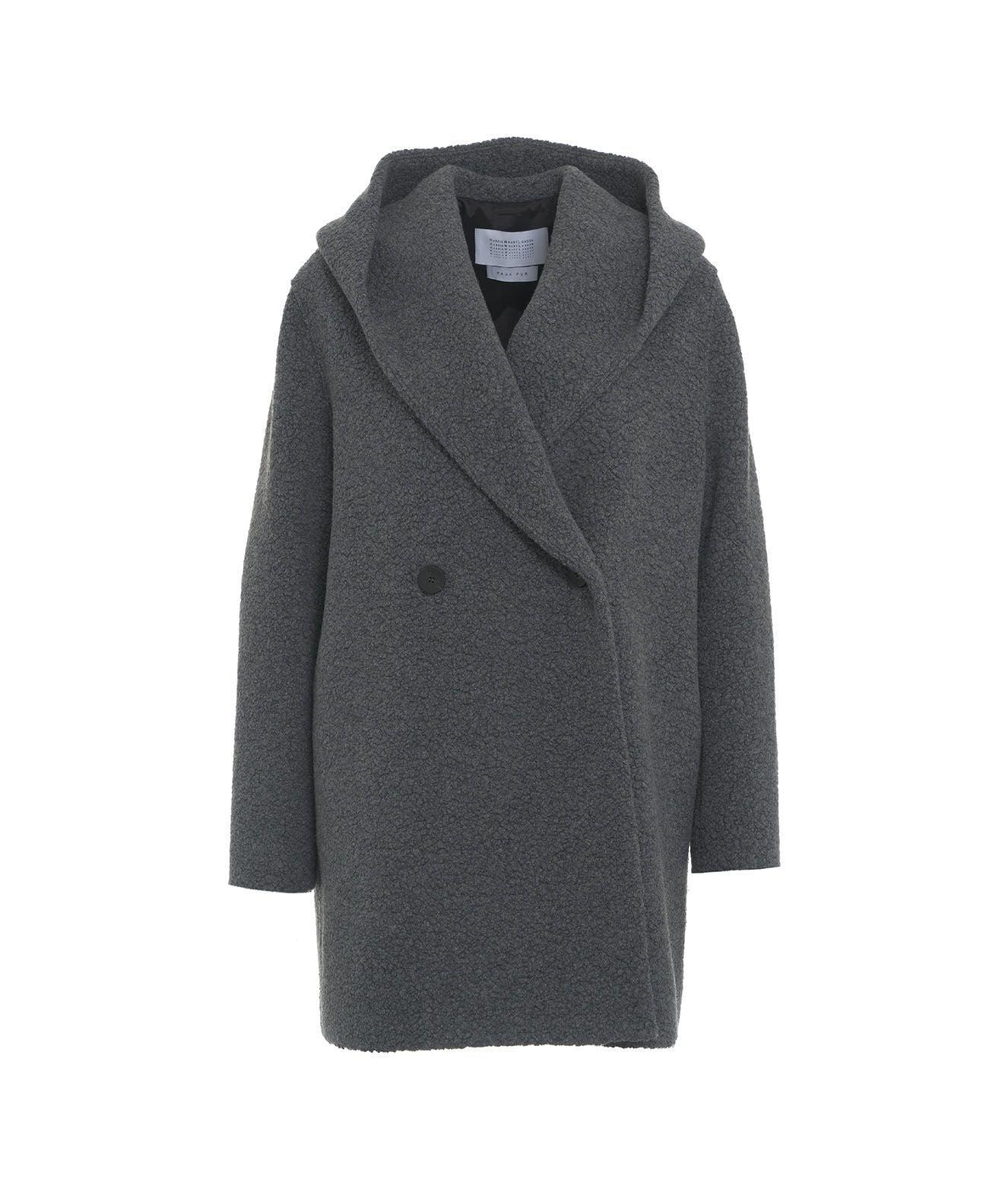 Faux wool coat with hood Product Image