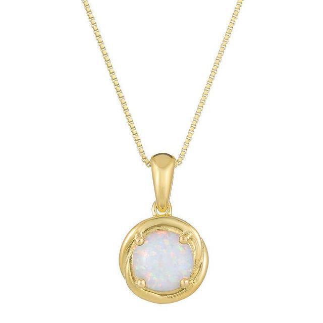 Gemminded 18k Gold Plated Sterling Silver Lab-Created Opal Circle Pendant Necklace, Womens Gold Tone Product Image