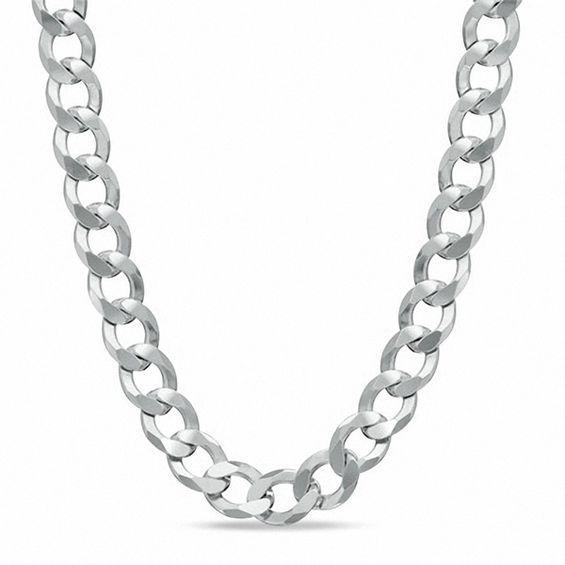 Men's 7.0mm Curb Chain Necklace in Solid Sterling Silver - 22" Product Image