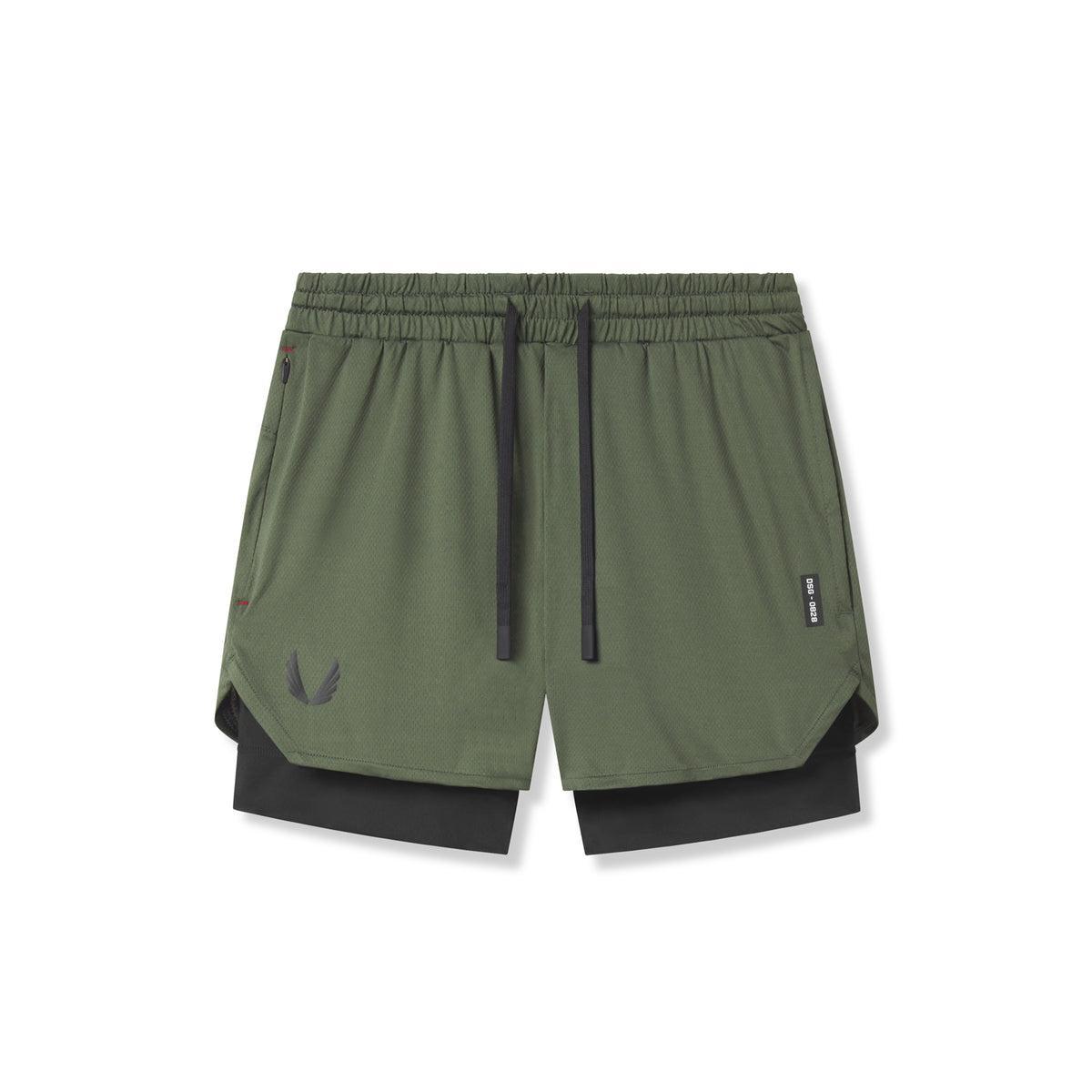 0828. AeroSilver® 5" Liner Short - Olive "Wings"/Black Product Image