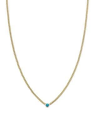 Womens 14K Yellow Gold & Turquoise Curb-Chain Necklace Product Image