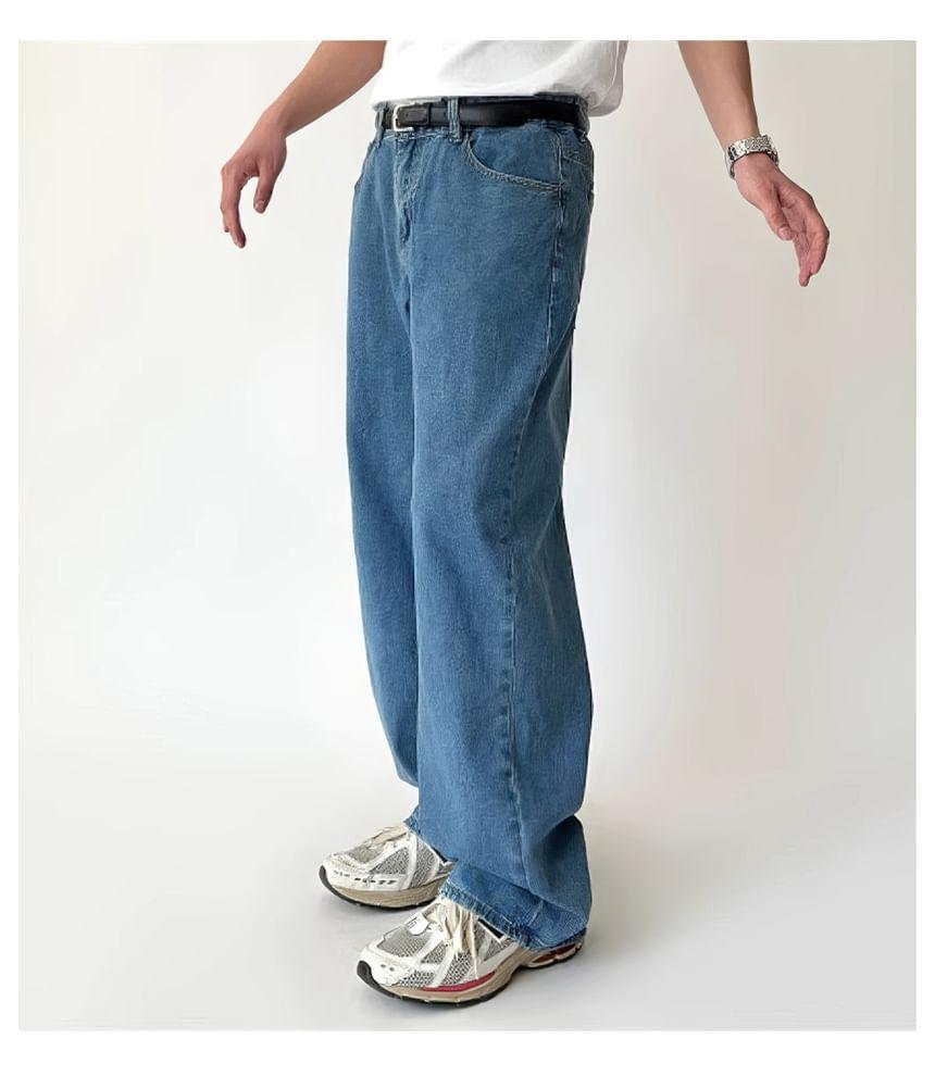 Mid Rise Washed Straight Fit Jeans Product Image