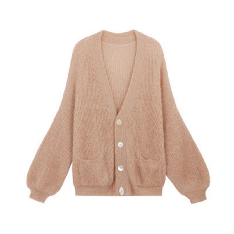 V-Neck Plain Button Oversized Cardigan product image