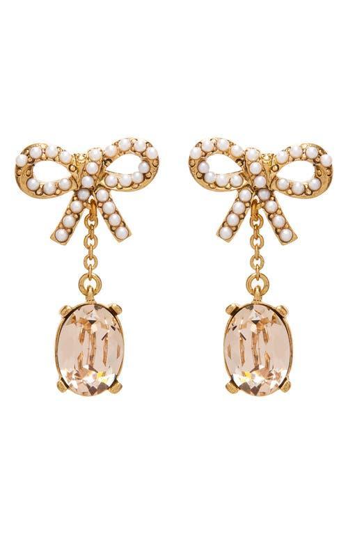 Oscar de la Renta Lil Bobbi Crystal & Imitation Pearl Drop Earrings Product Image