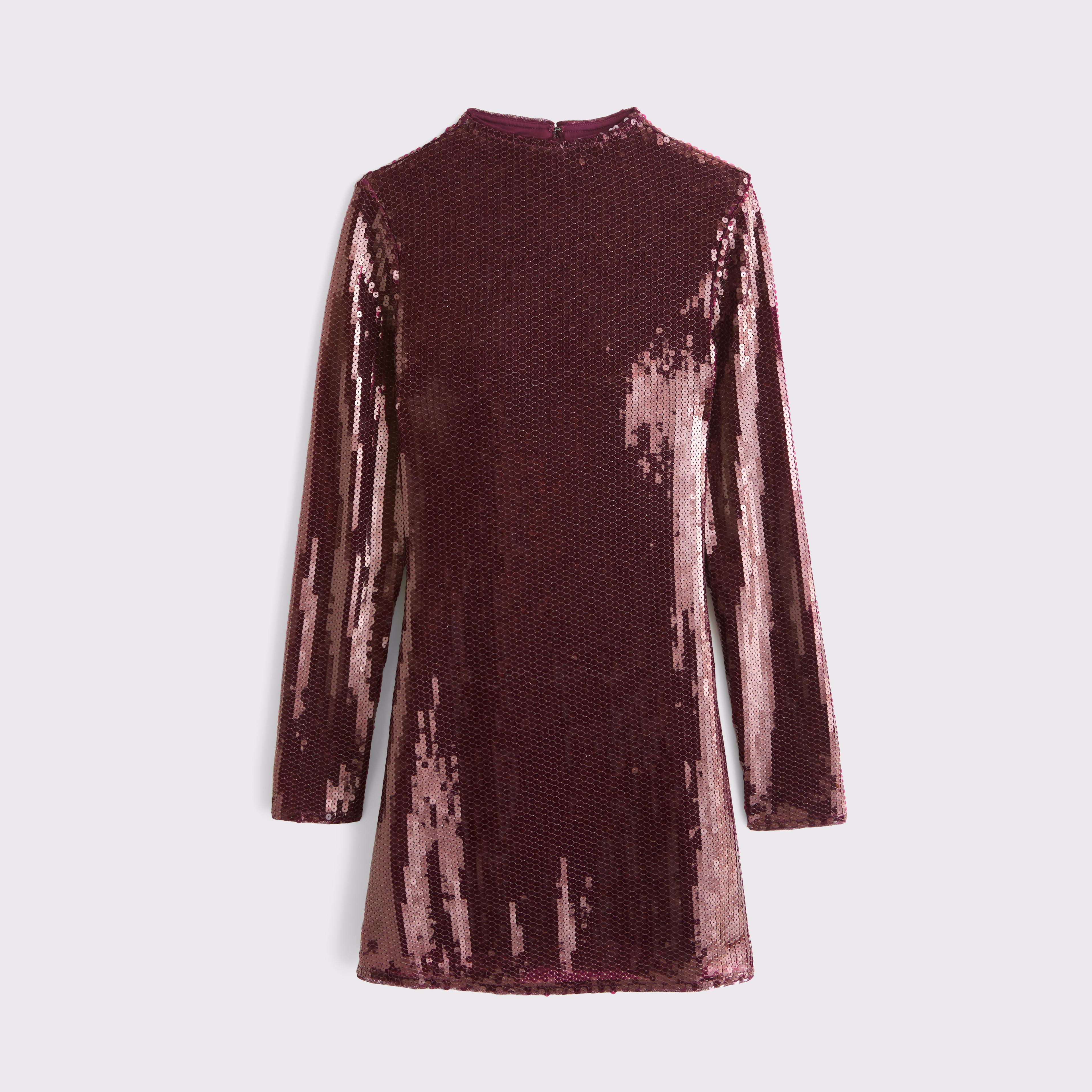 The A&F Paloma Long-Sleeve Velvet Mini Dress Product Image