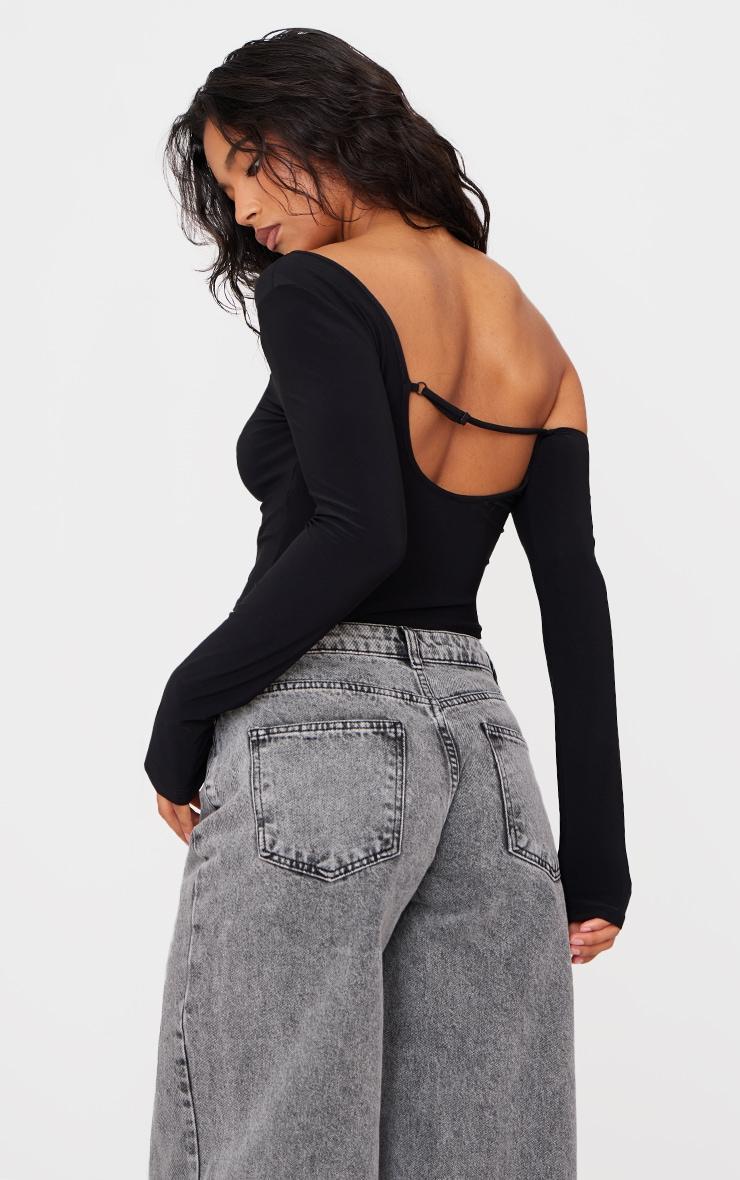 Black Open Back Asymmetric Long Top Product Image