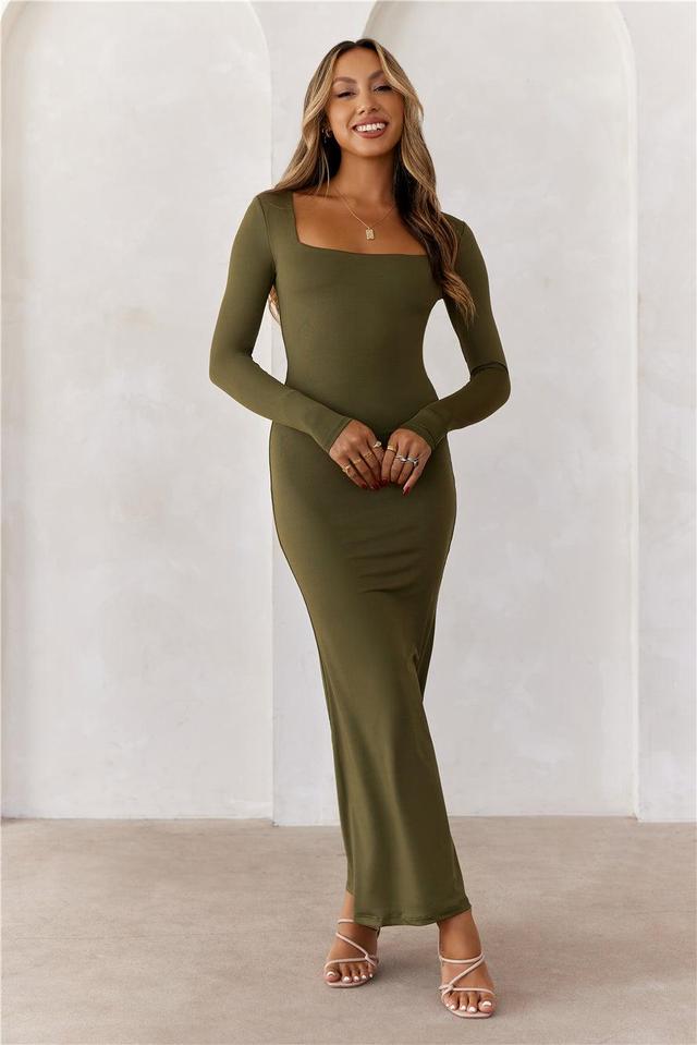 HELLO MOLLY BASE Embrace Shape Long Sleeve Maxi Dress Army Product Image