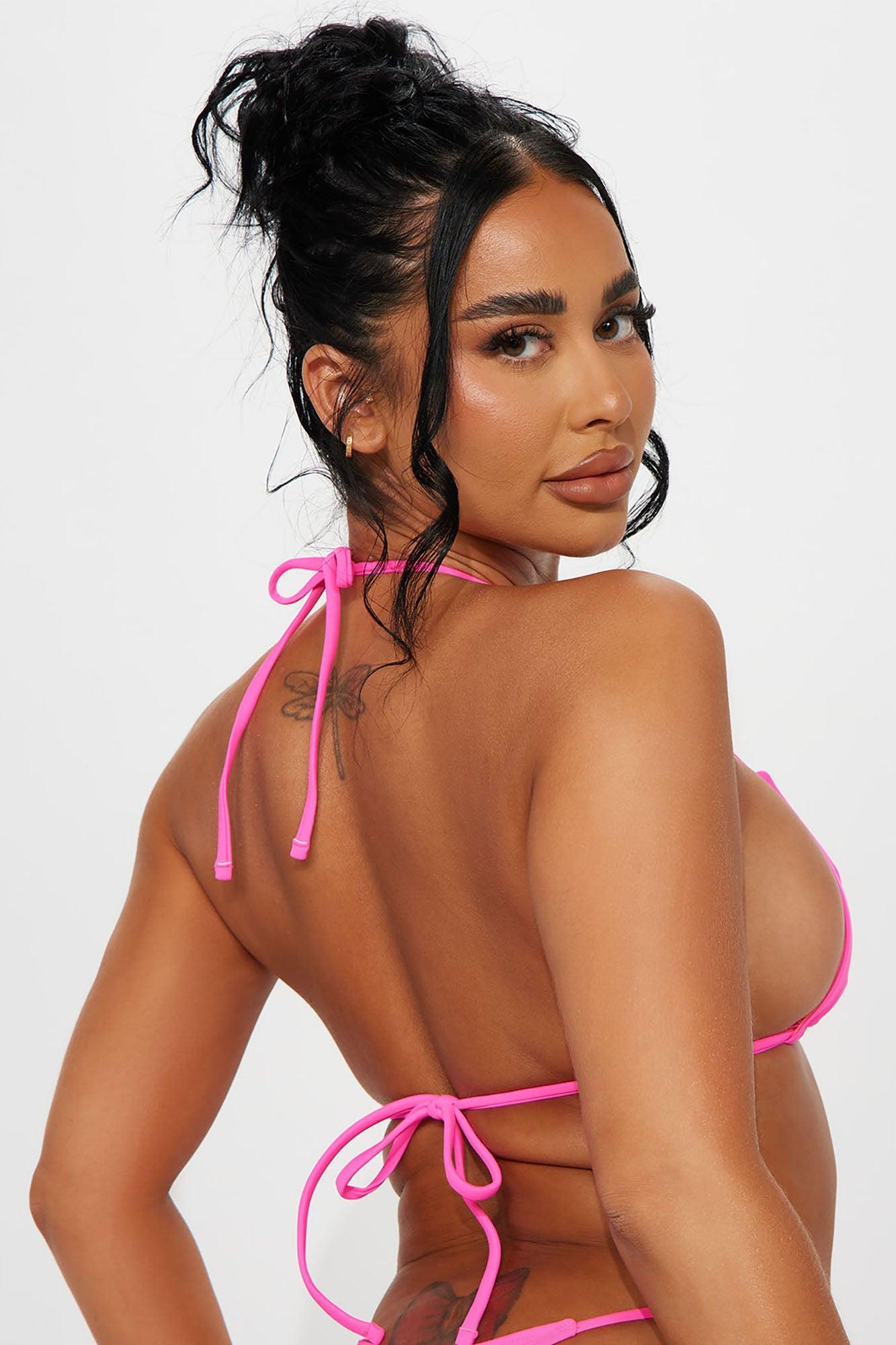 Maui Mix And Match Micro Triangle Bikini Top - Hot Pink Product Image