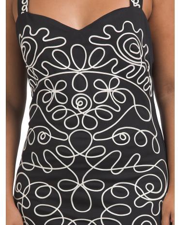 Sleeveless Soutache Embellished Midi Dress for Women | Polyester/Spandex Product Image