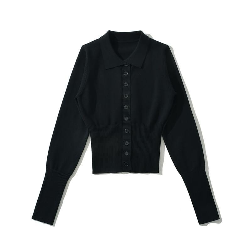 Collar Plain Cardigan Product Image