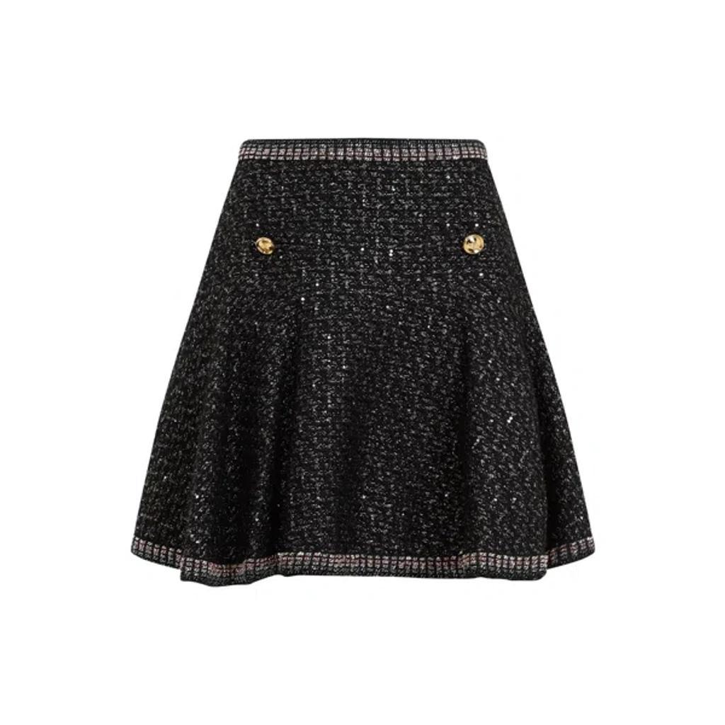 GIAMBATTISTA VALLI Metallic Tweed Sweater Skirt In Black Product Image