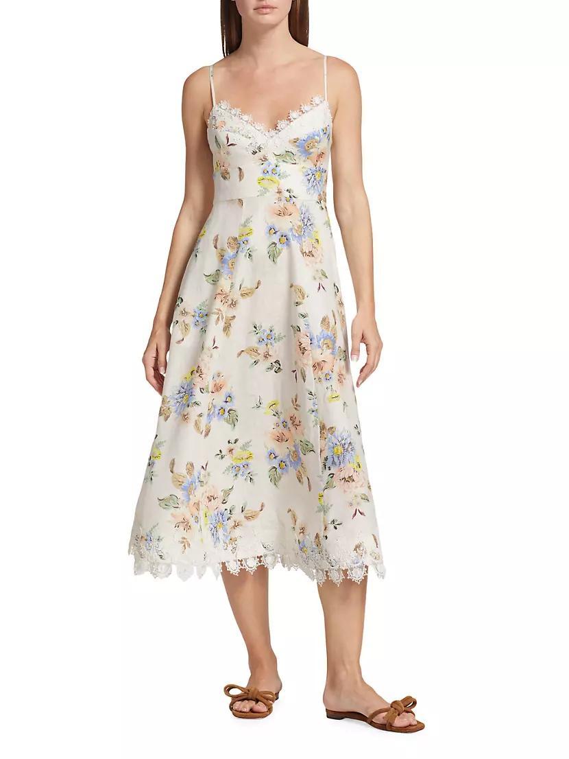 Picnic Floral Linen Midi-Dress Product Image