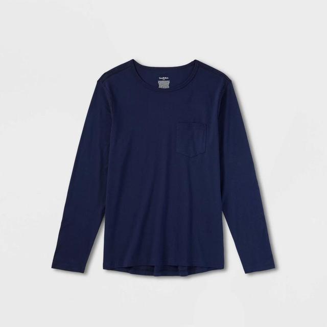 Mens Adaptive Every Wear Long Sleeve T-Shirt - Goodfellow & Co Xavier Navy Product Image