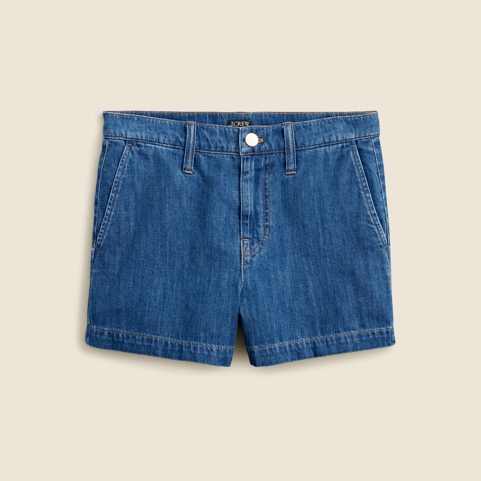 A-line denim short in blue twill Product Image