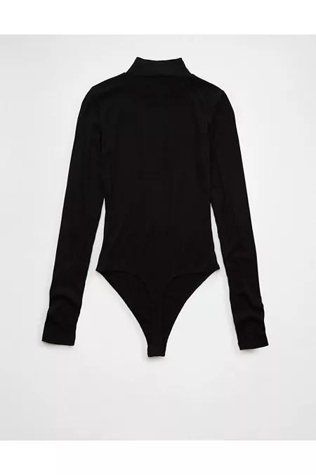 AE Long-Sleeve Mock Neck Pointelle Bodysuit Women's Product Image