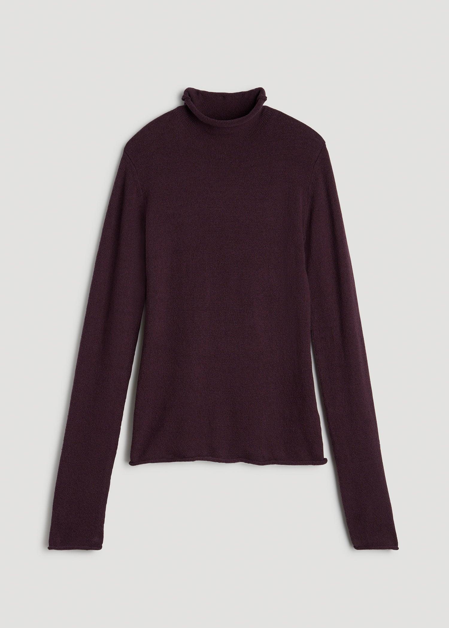 Women's Tall Rolled Mock Neck Sweater in Deep Purple Product Image