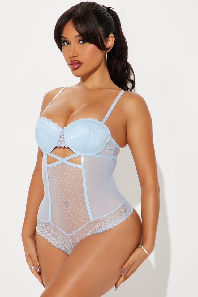 Until The Morning Lace Teddy - Light Blue Product Image