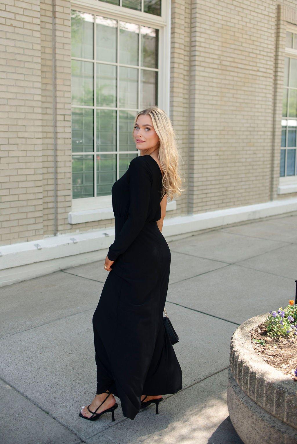 Black One Sleeve Maxi Dress - FINAL SALE Product Image