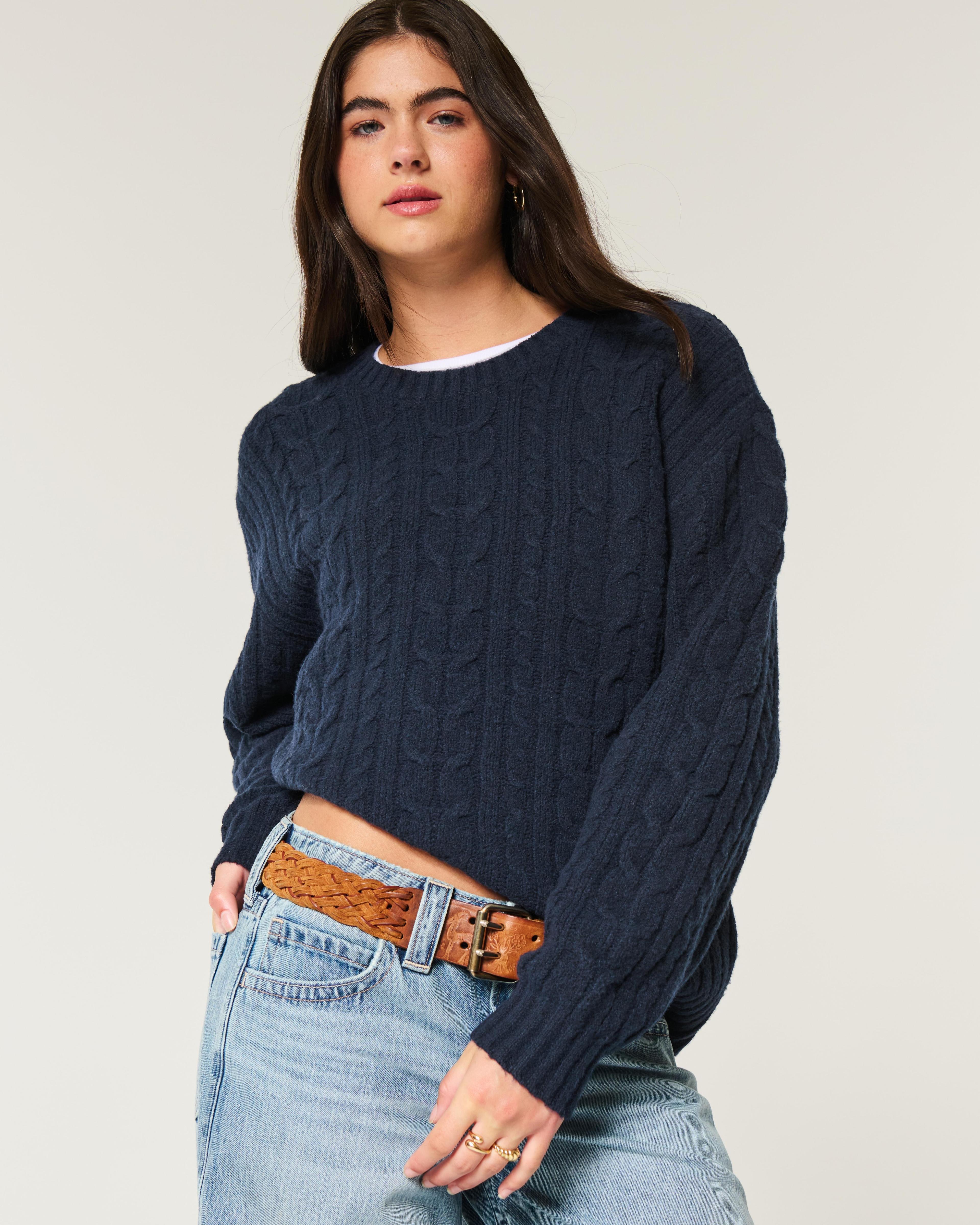 Hollister Comfy Cloud Cable-Knit Crew Sweater Product Image