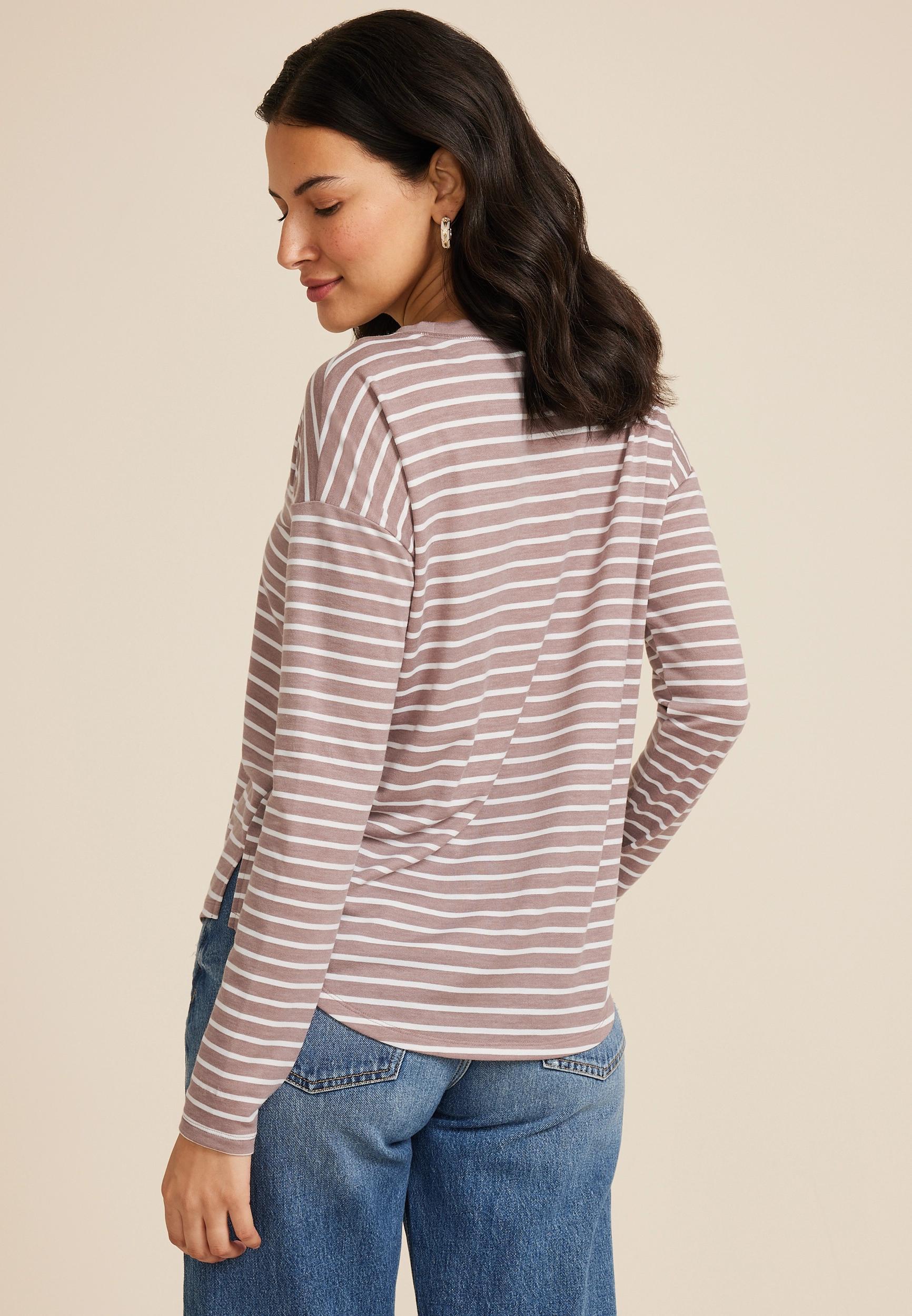 24/7 Clara Striped Long Sleeve Tee Product Image