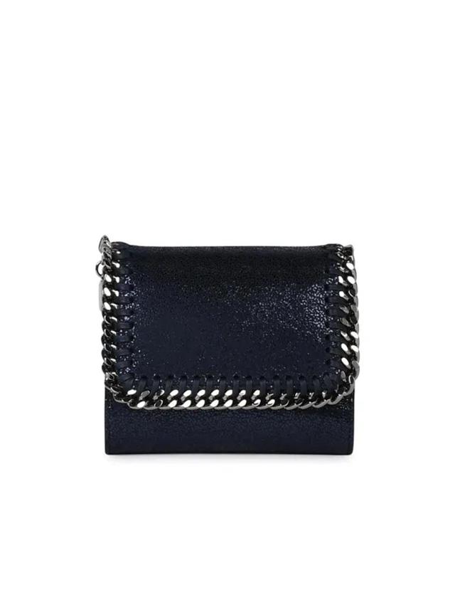 'small Falabella Tri-fold' Blue Recycled Polyester Wallet Woman Product Image