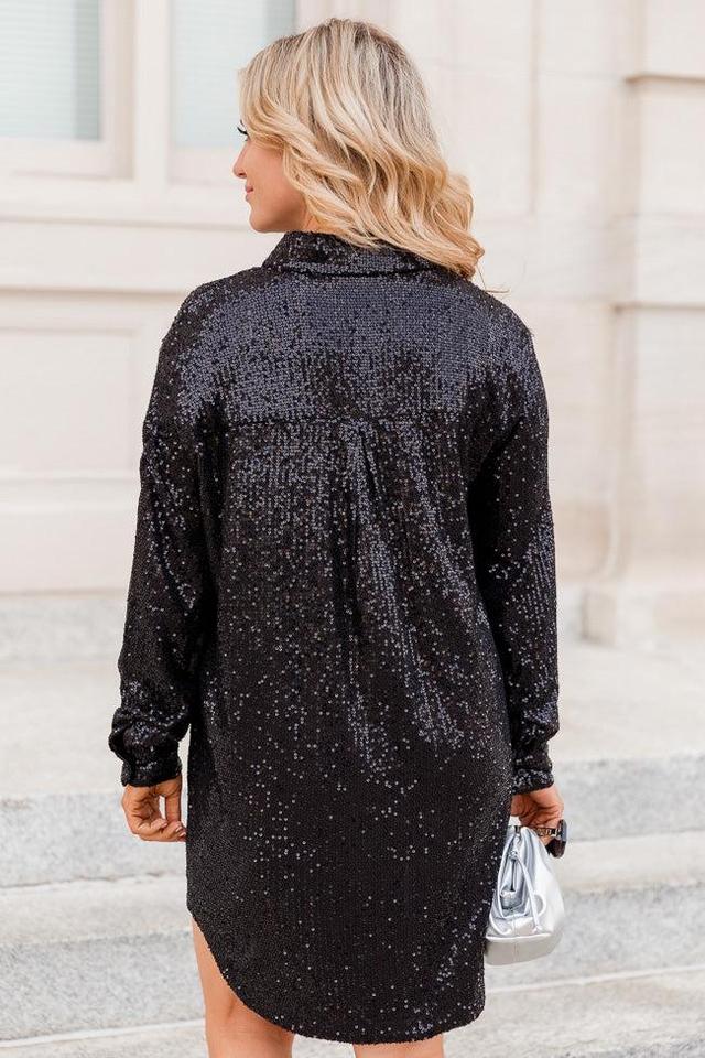 Heart Like Mine Long Sleeve Black Sequin Mini Dress Product Image