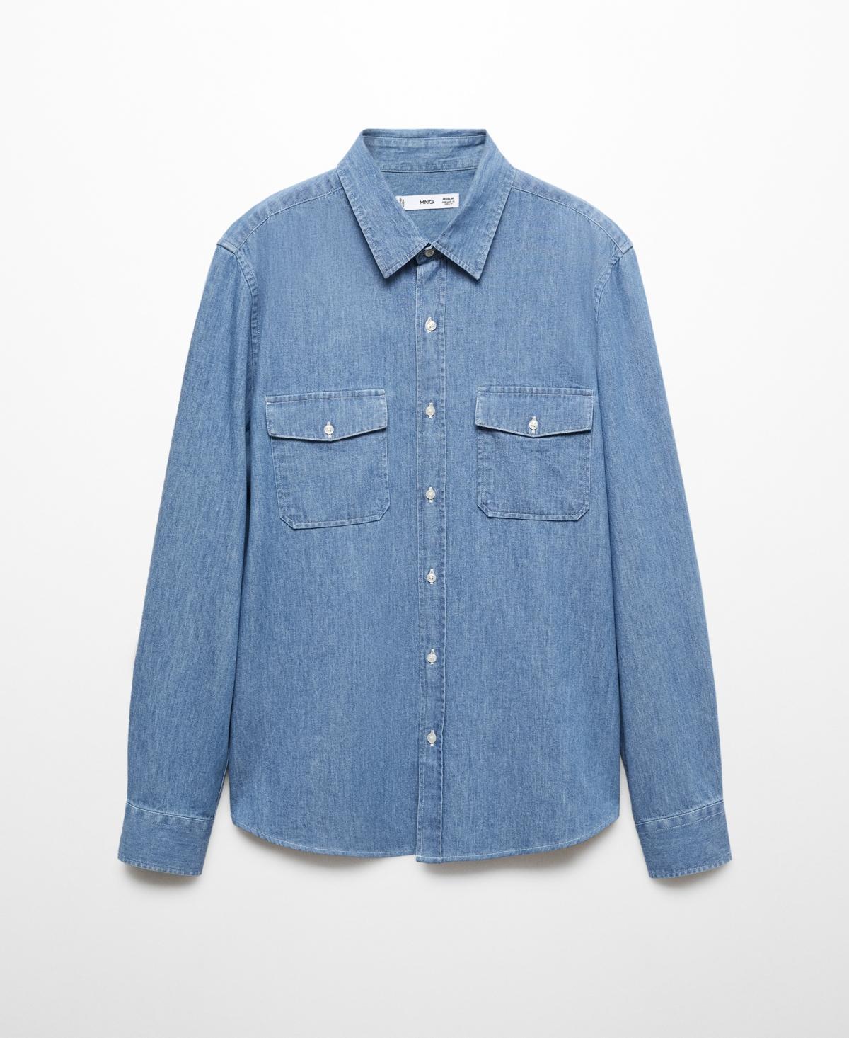 MANGO MAN - Denim overshirt with pockets light blueMen Product Image