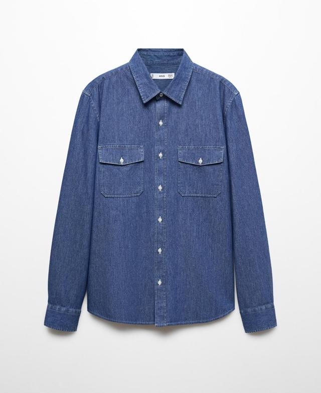 MANGO MAN - Denim overshirt with pockets light blueMen Product Image