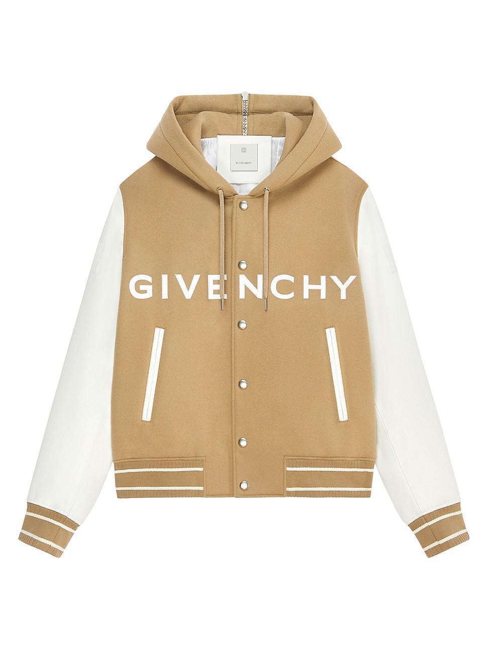 Givenchy Mixed Media Logo Wool Blend Varsity Jacket Product Image